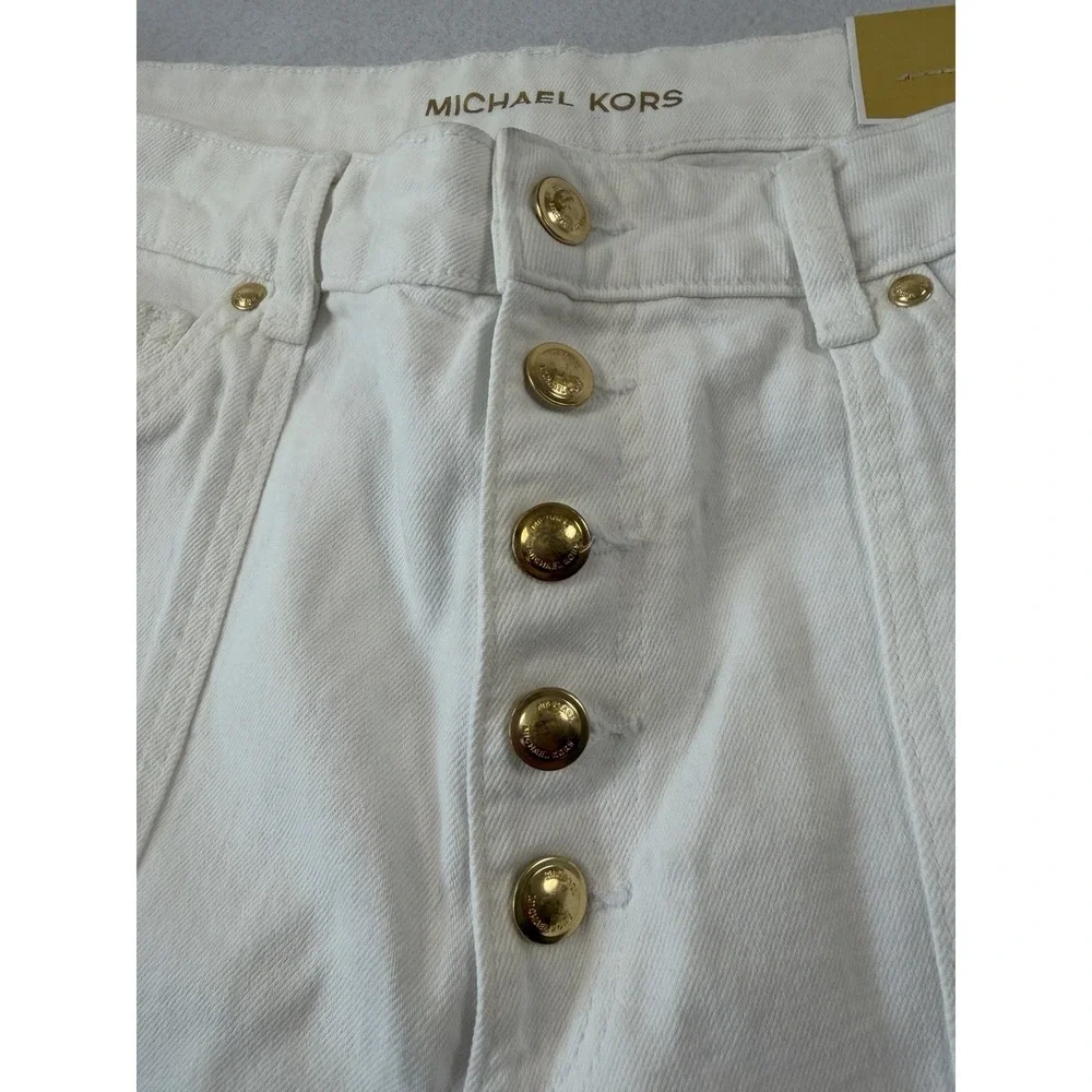 Michael Kors Womens Button Fly Bootcut White Gold Jeans Size 16 Flare High Rise